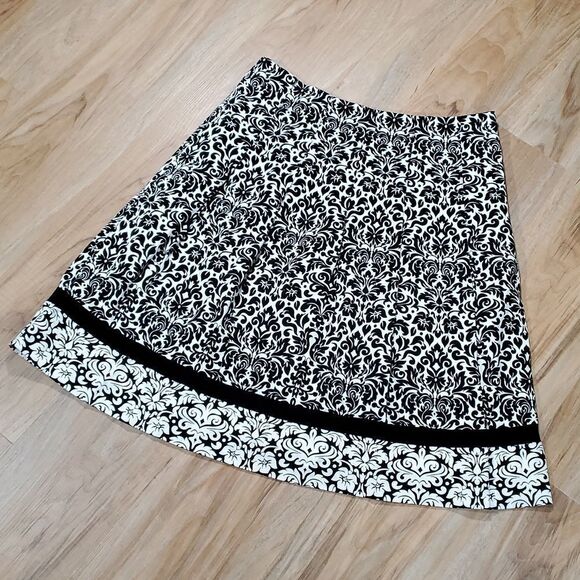 🔺️Charter Club Black & White Damask Skirt Petite 10 - Picture 1 of 10